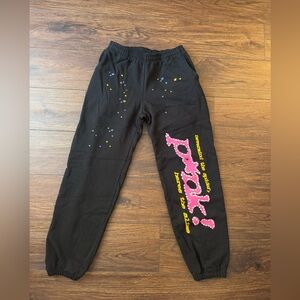 Black Kids Joggers with Pink and Yellow Print